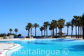 La piscina del Hilton con vistas al mar