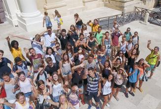 Grupo de estudiantes en Valletta